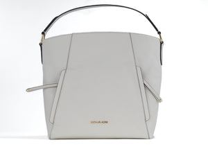 Evie Large Pebbled Leather Hobo Shoulder Bag Handbag (Light Cream)