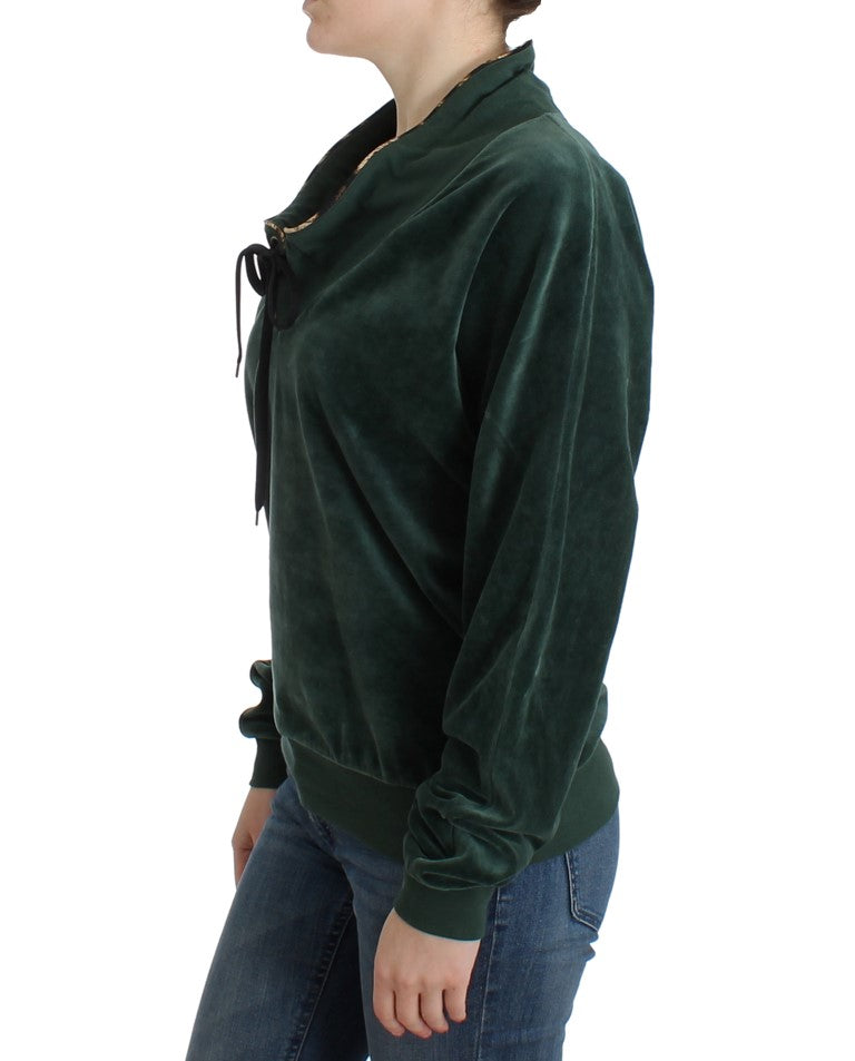 Green velvet cotton sweater