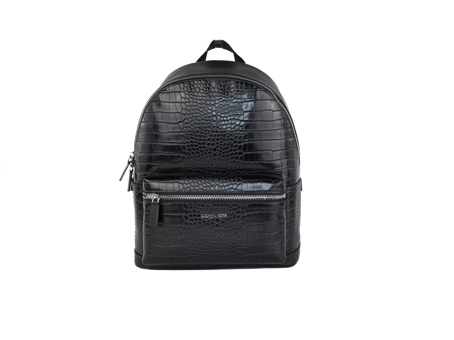 Cooper Crocodile Embossed Leather Backpack Bookbag (Black)