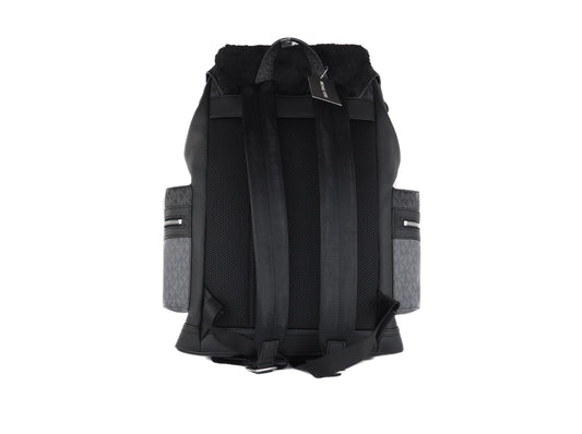 Cooper Large Signature PVC and Faux Fur Flap Backpack Bookbag (Black)