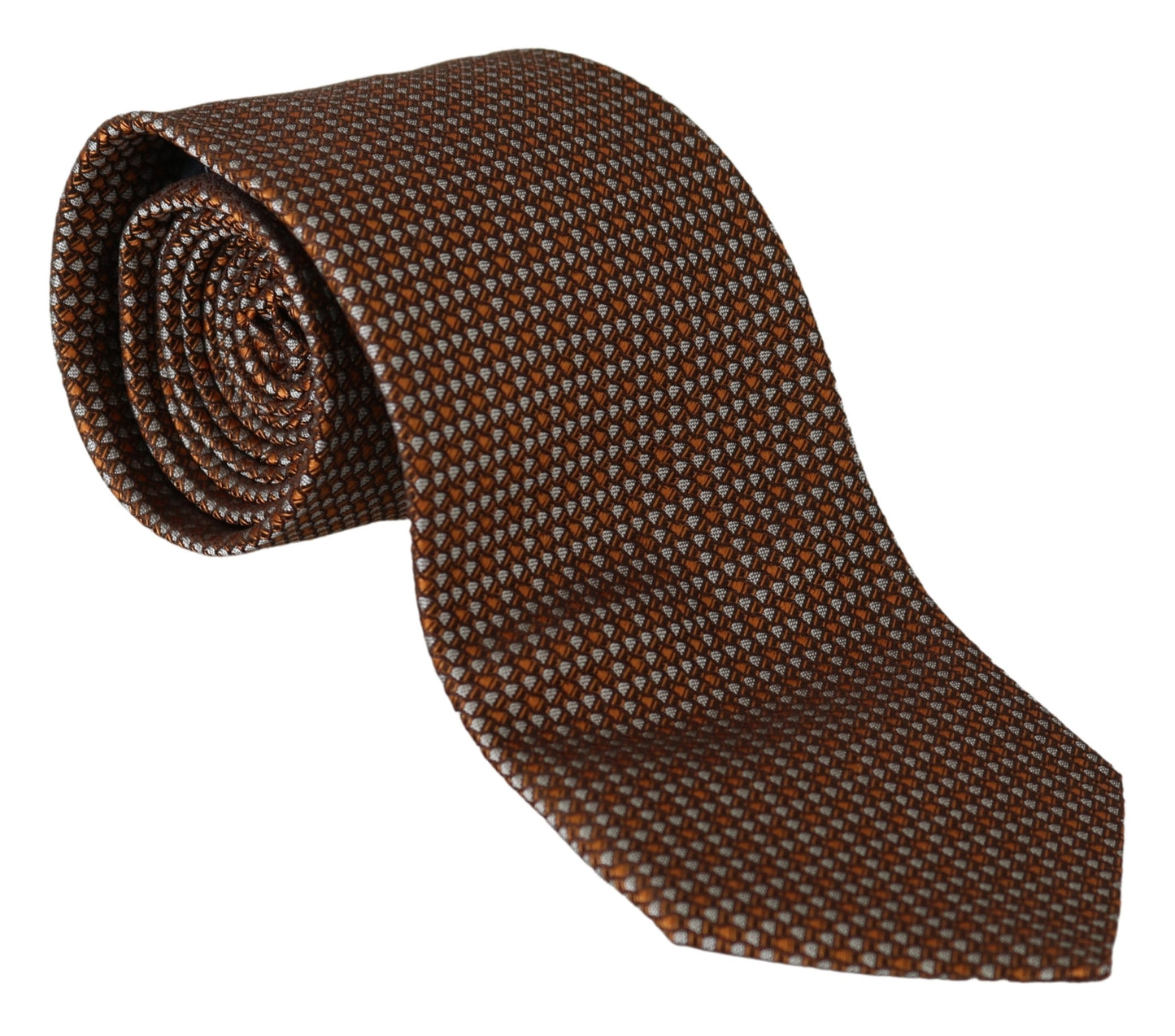 Brown Patterned Wide Silk Necktie