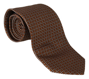 Brown Patterned Wide Silk Necktie