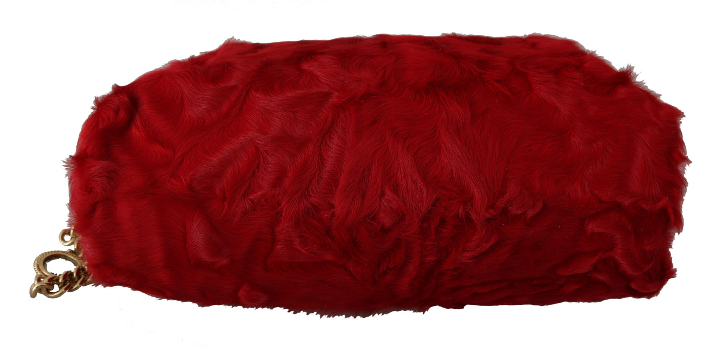 Red Fur Brocade Crystal Shoulder Women VANDA Purse