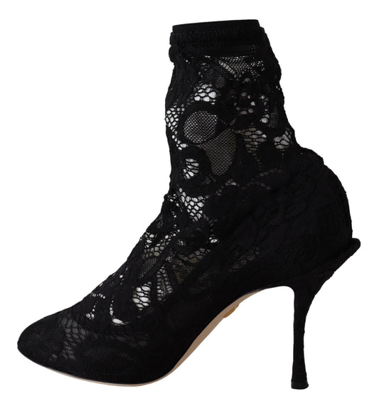 Black Taormina Lace Socks Pumps Boots