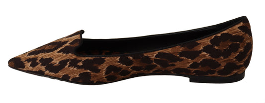 Brown Leopard Ballerina Flat Loafers Shoes