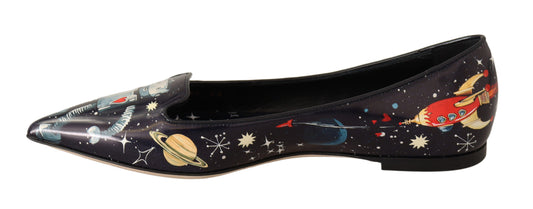 Black Outer Space Ballerina Loafers