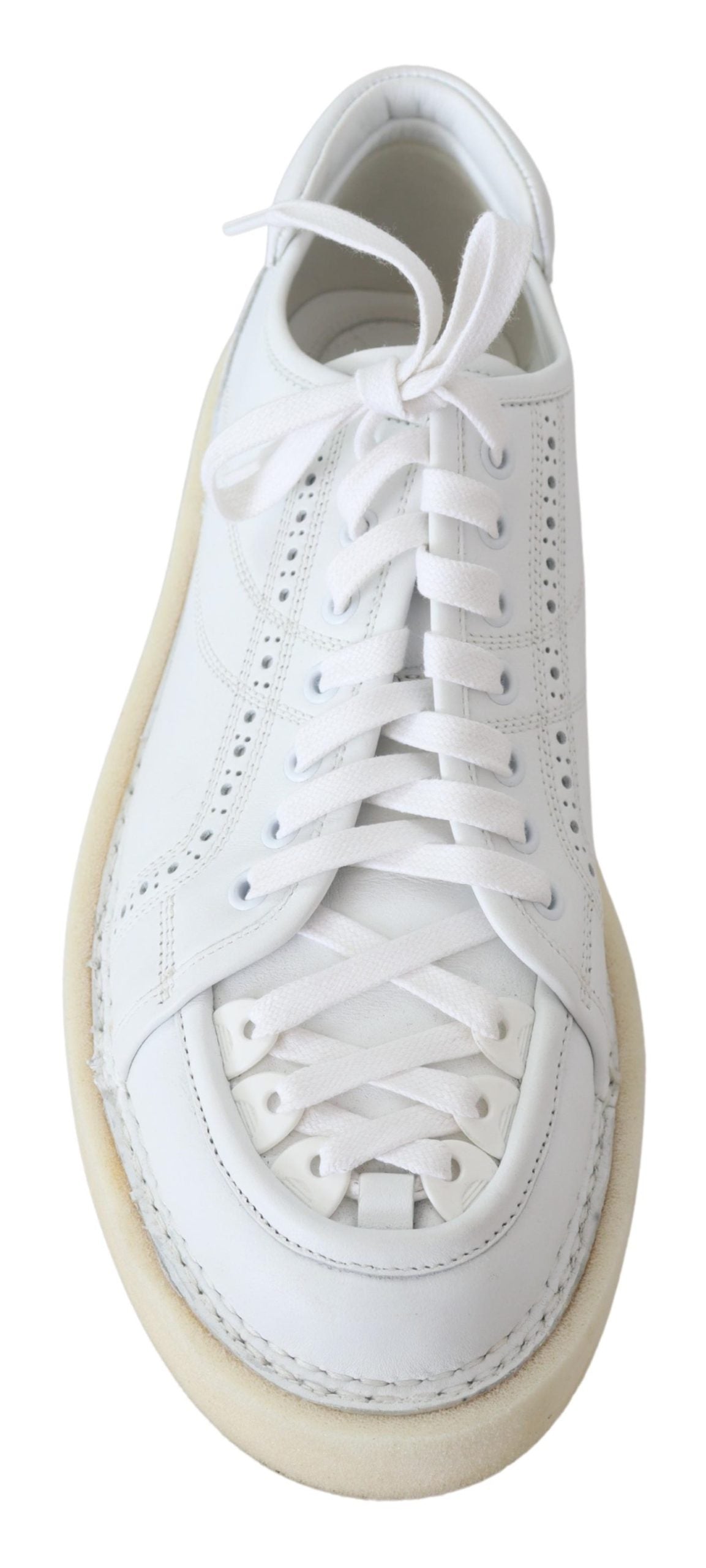 White Woven Leather Low Top Sneakers Shoes