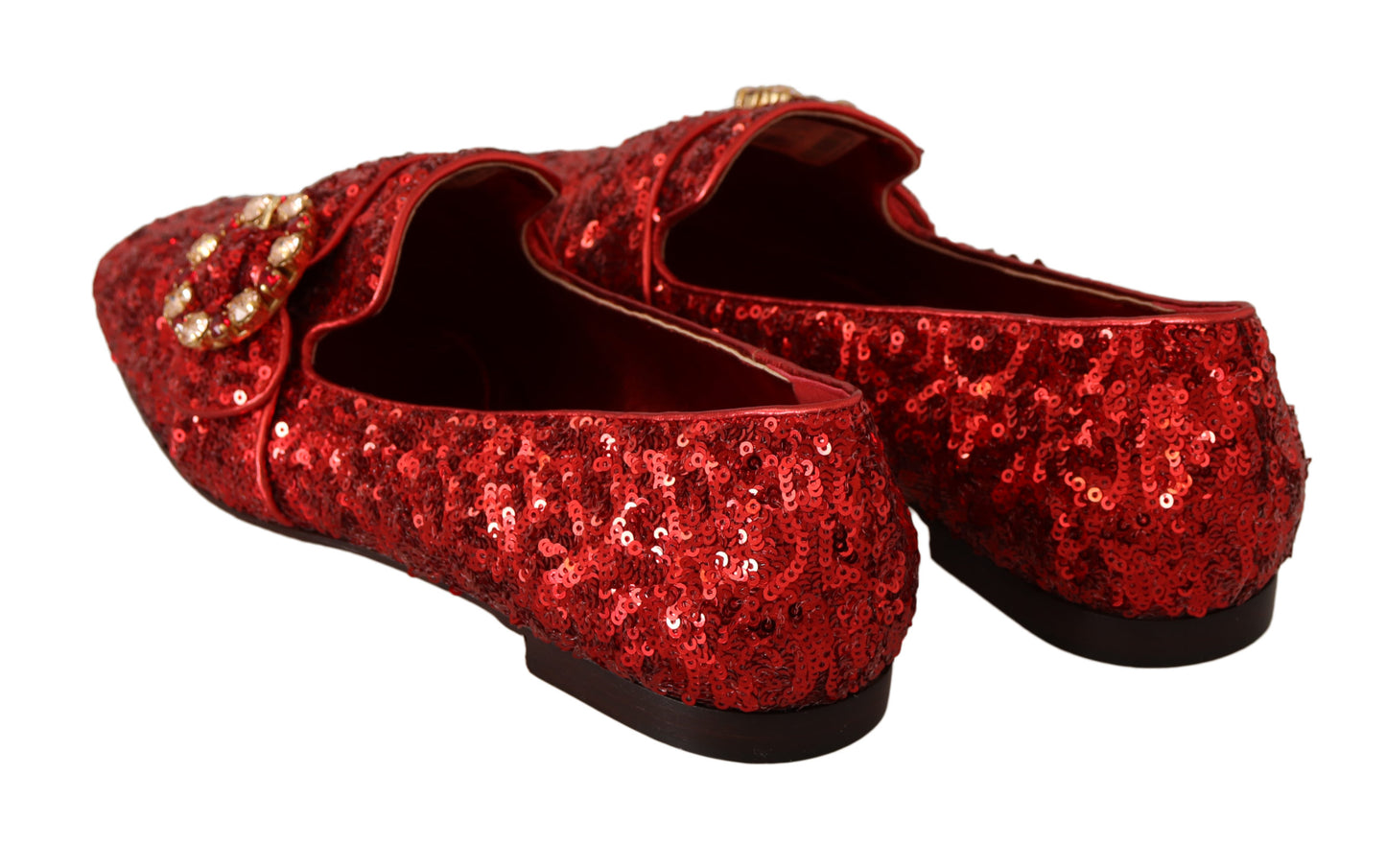 Red Sequin Crystal Flat Women Loafers Shoes