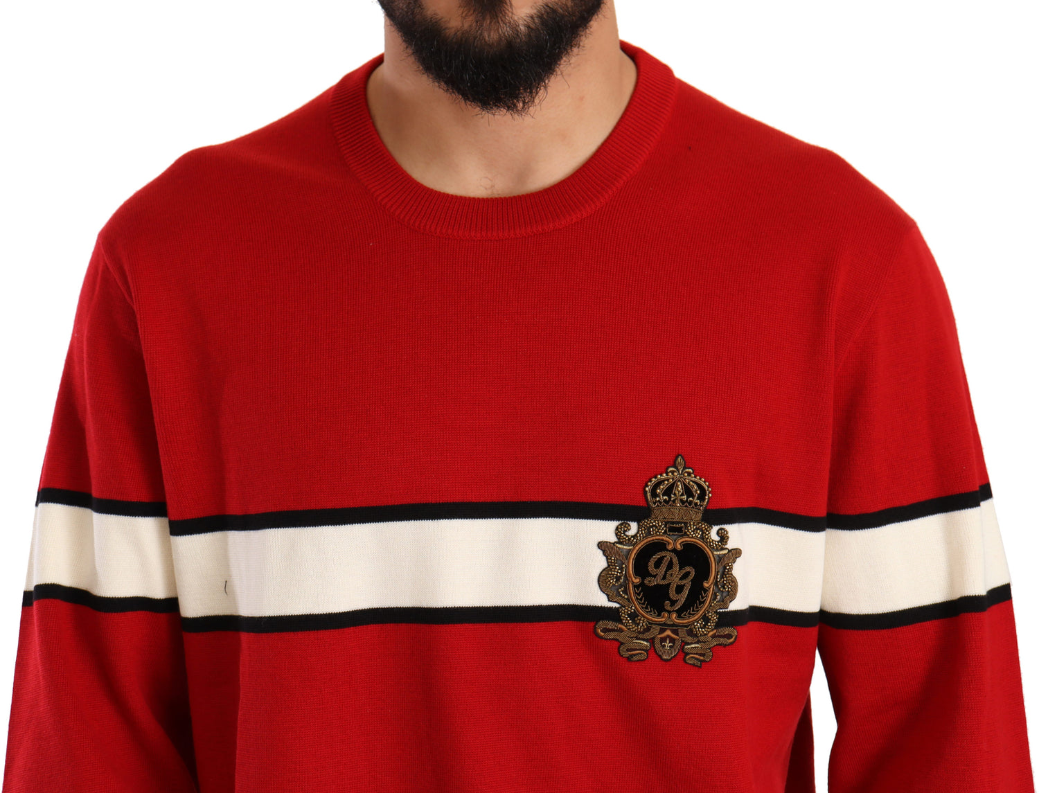 Red DG Heraldic Crown Wool Pullover Sweater