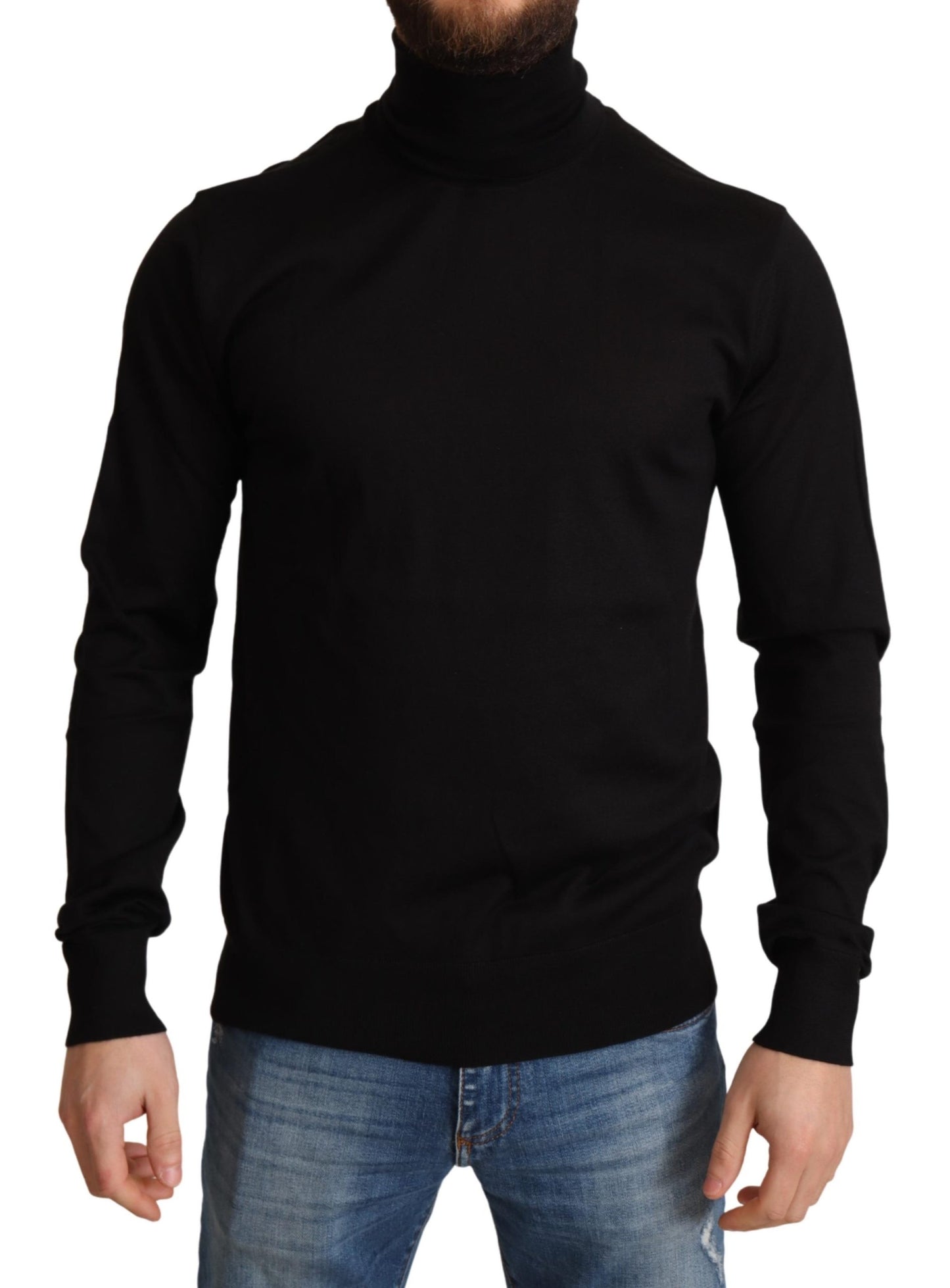 Black Cashmere Turtleneck Pullover Sweater