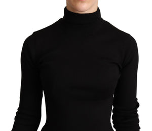 Black Pullover Silk Cashmere Turtleneck Sweater