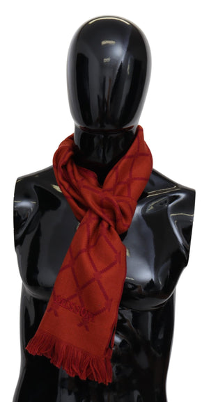 Red Patterned Wool Knit Unisex Neck Wrap Scarf