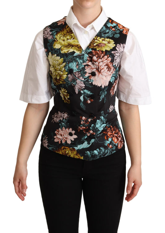 Black Jacquard Floral Waistcoat Vest