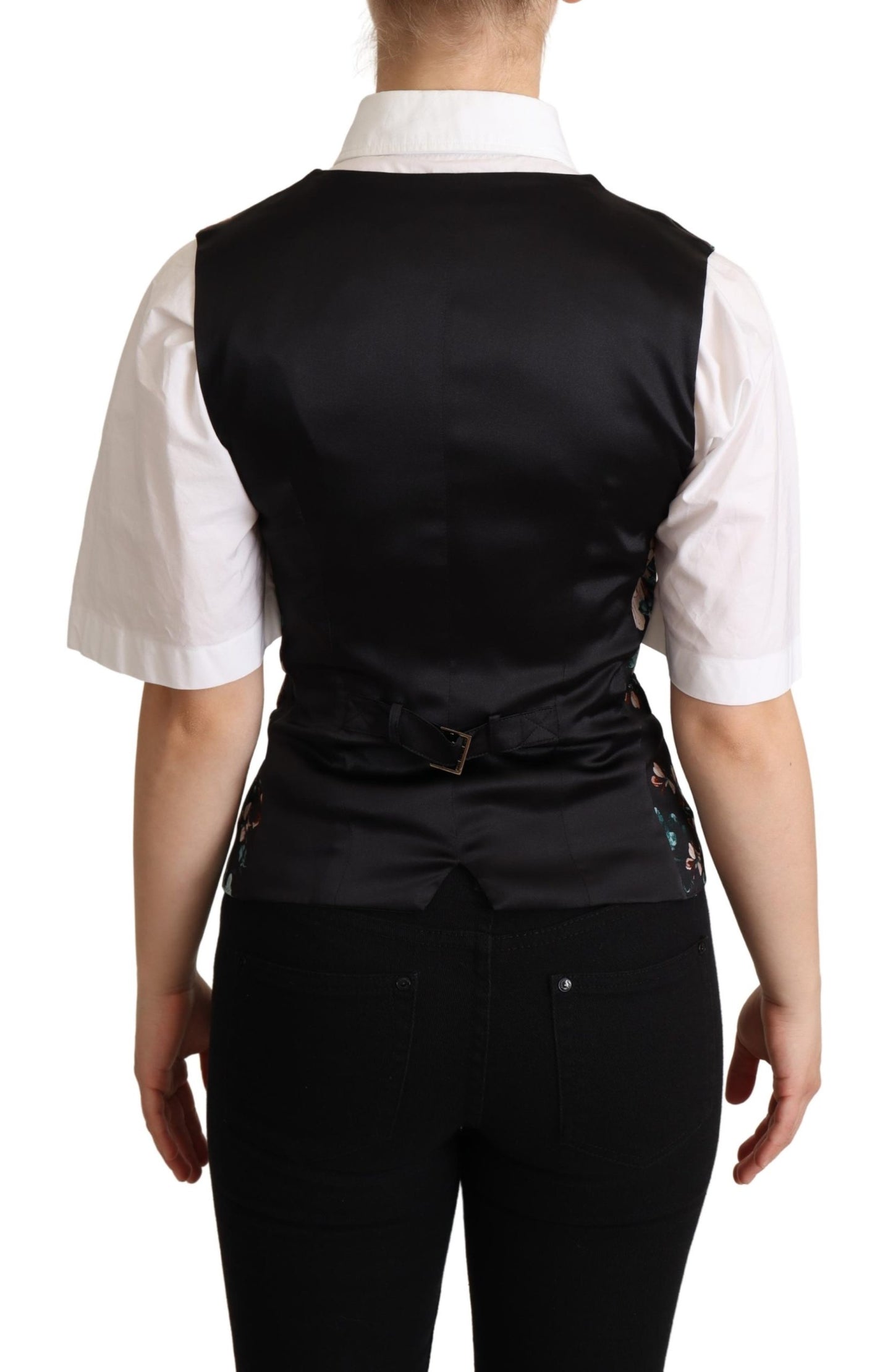 Black Jacquard Floral Waistcoat Vest