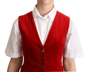 Red Brown Leopard Print Waistcoat Vest