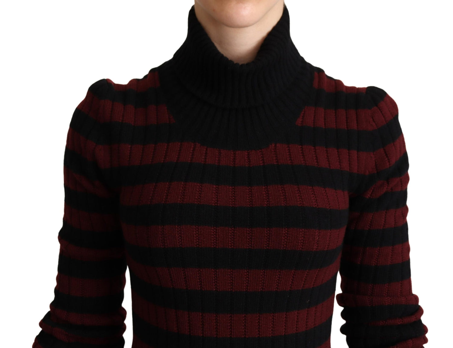 Black Red Striped Wool Pullover Sweater