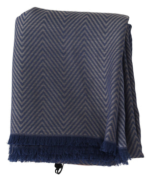 Blue Zigzag Wool Unisex Neck Wrap Shawl Scarf