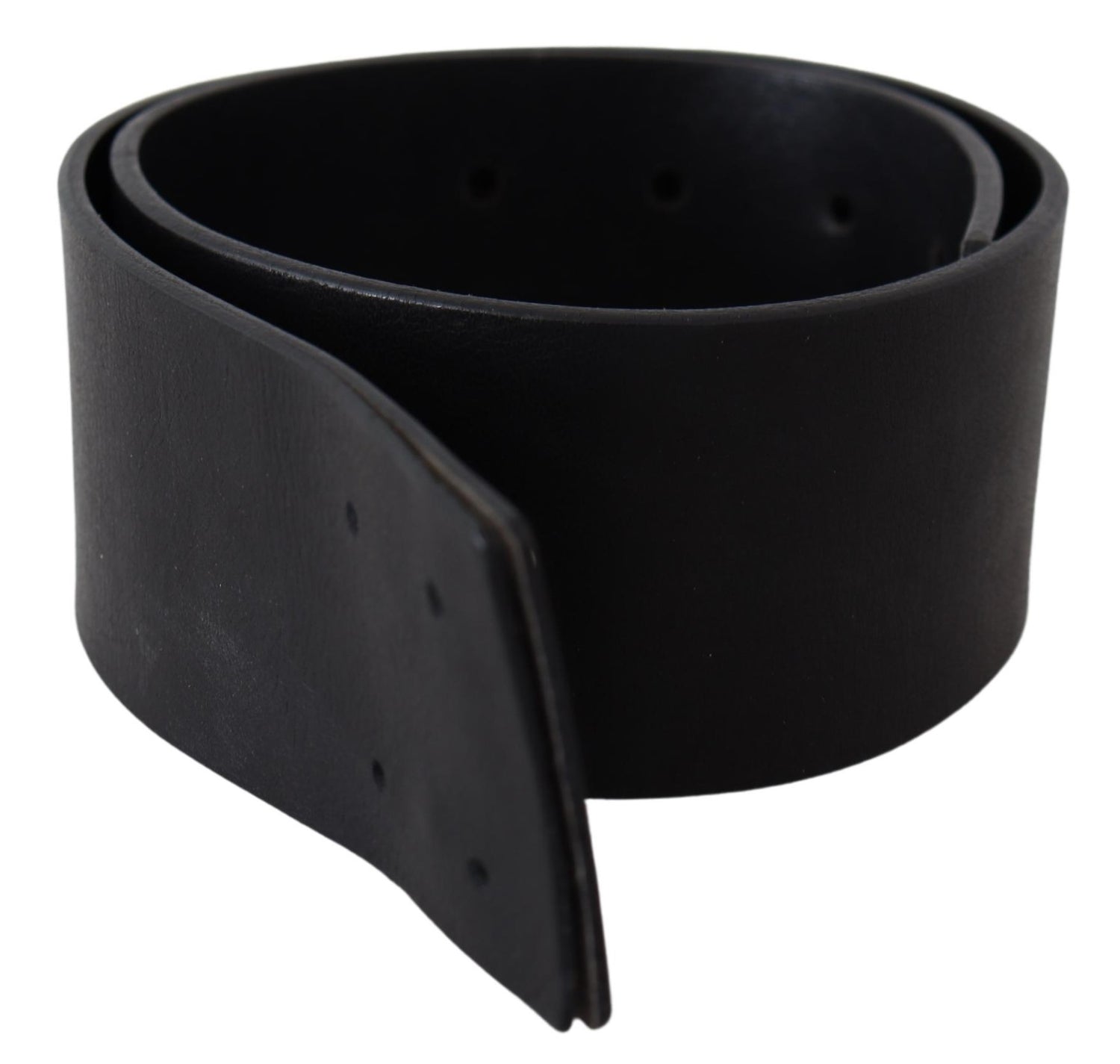 Black Genuine Leather Wide Logo Waist Belt