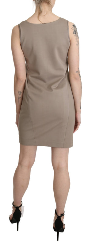 Brown Sequined V-neck Sleeveless Sheath Mini Dress