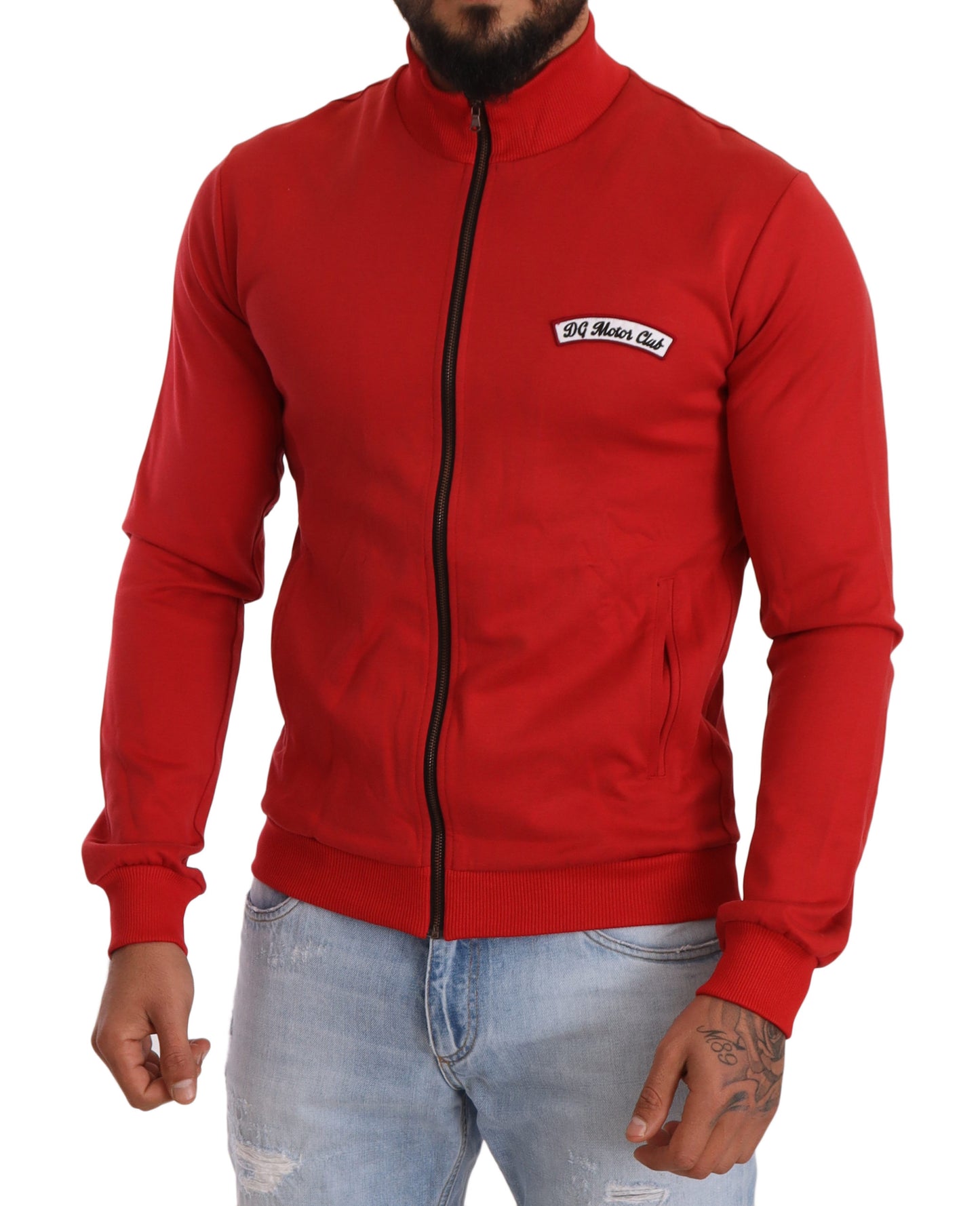 Red DG Motor Club Zipper Stretch Sweater