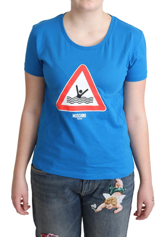 Blue Cotton Swim Graphic Triangle T-shirt