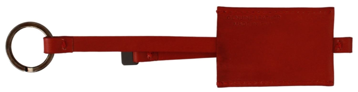 Red Leather Branded Logo Keyring Keychain