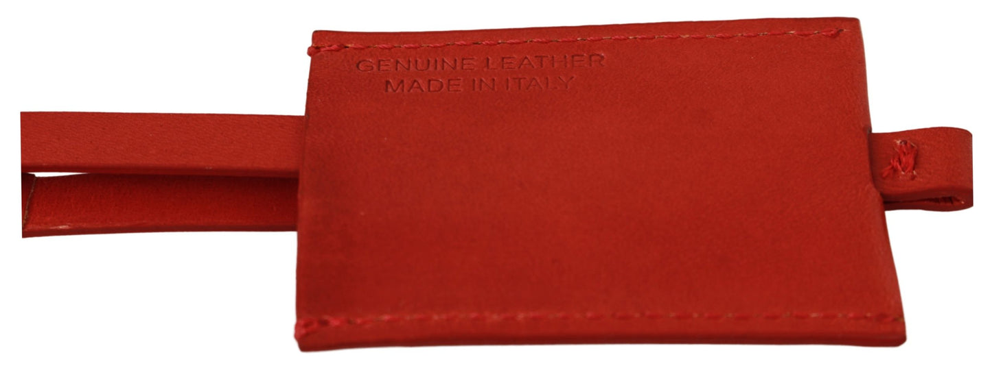 Red Leather Branded Logo Keyring Keychain
