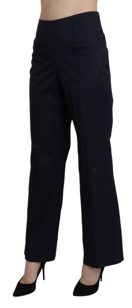 Navy Blue High Waist Straight Dress Trouser Pants