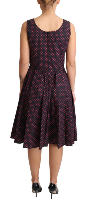 Red Blue Polka Cotton A-Line Gown Dress