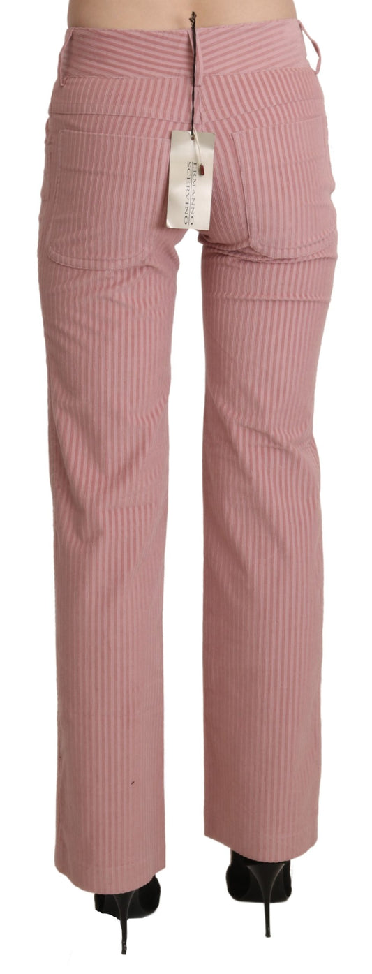 Pink Mid Waist Straight Trouser Cotton Pants