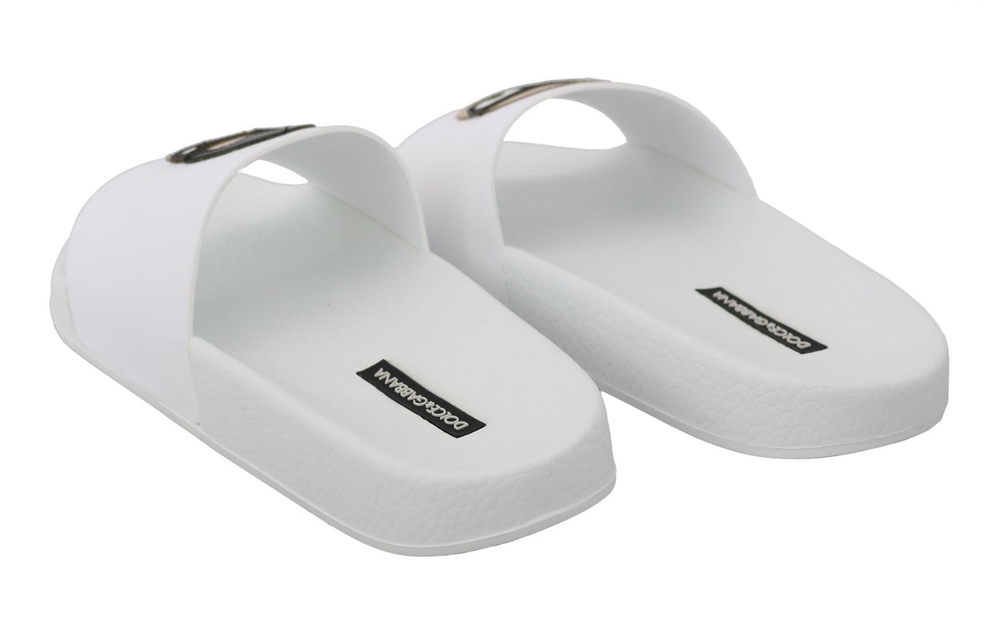 White Leather #dgfamily Slides Shoes Sandals