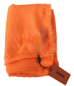 Orange Cashmere Unisex Neck Wrap Fringes Scarf