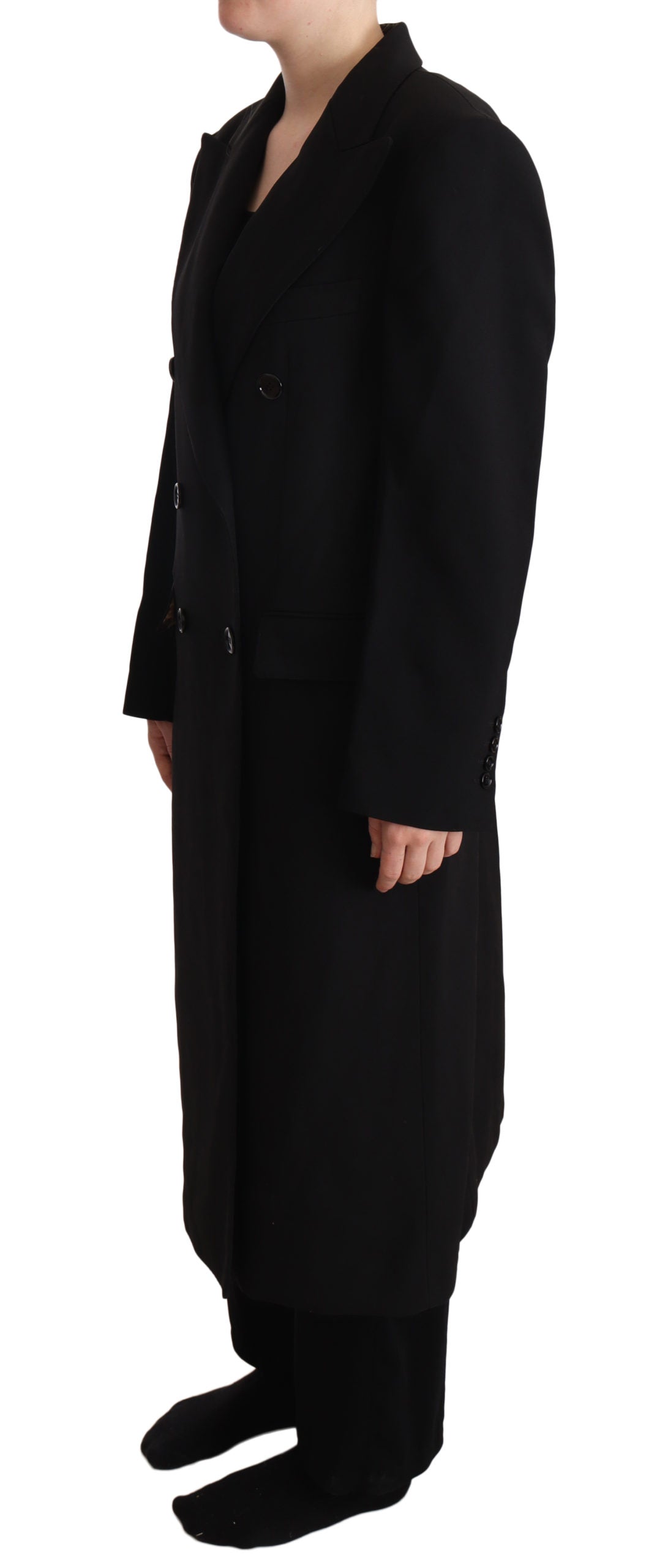 Black Double Breasted Overcoat Jacket