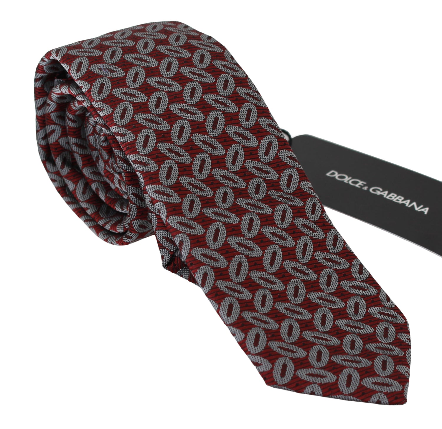 Red 100% Silk Printed Wide Necktie Men Tie