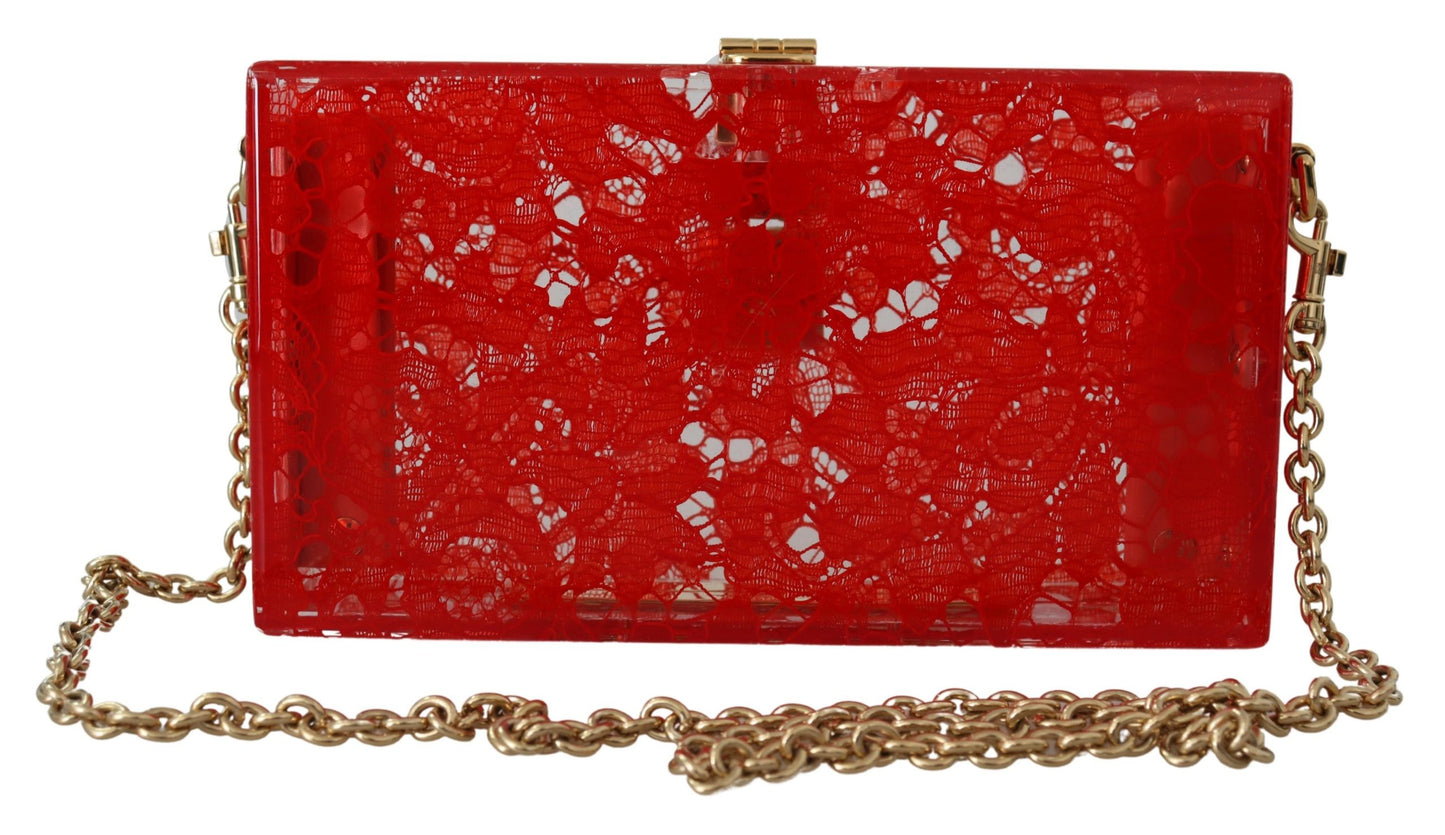 Red Taormina Lace Clutch Plexi SICILY Purse BOX Bag