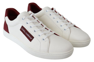 White Bordeaux Leather Low Top Shoes Sneakers