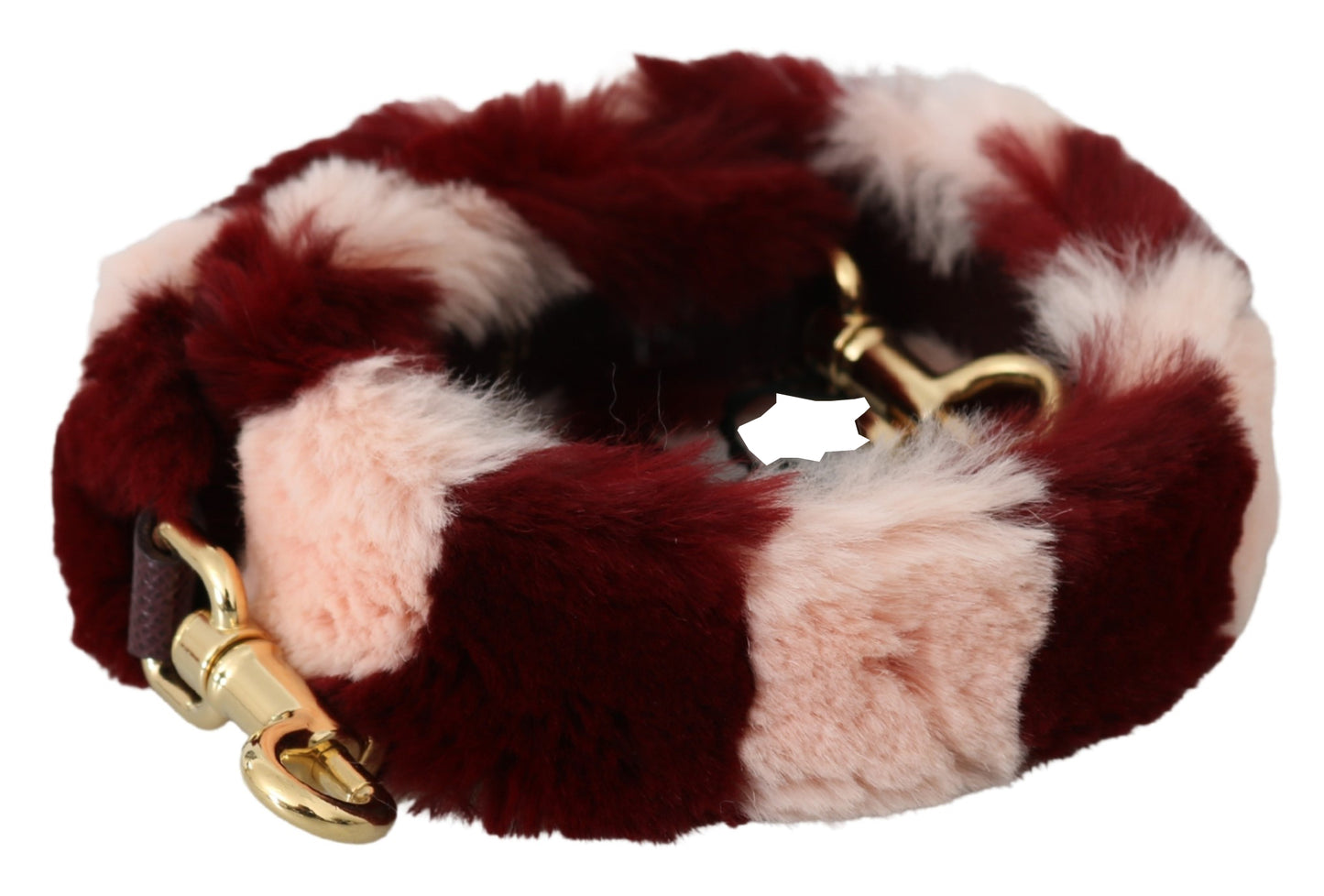 Pink Red Lapin Fur Accessory Shoulder Strap