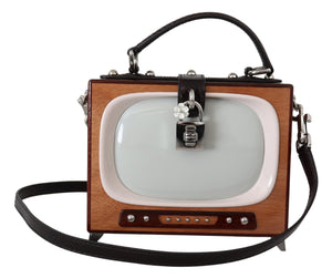 Brown Retro TV Limited Edition Leather Handmade Purse