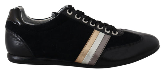 Black Logo Leather Casual Mens Scarpe Sneakers