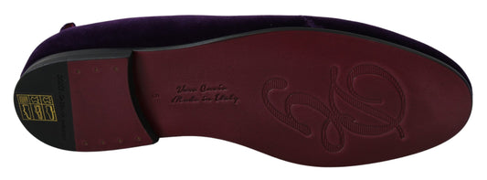 Purple Velvet Flats Heart Loafers Shoes