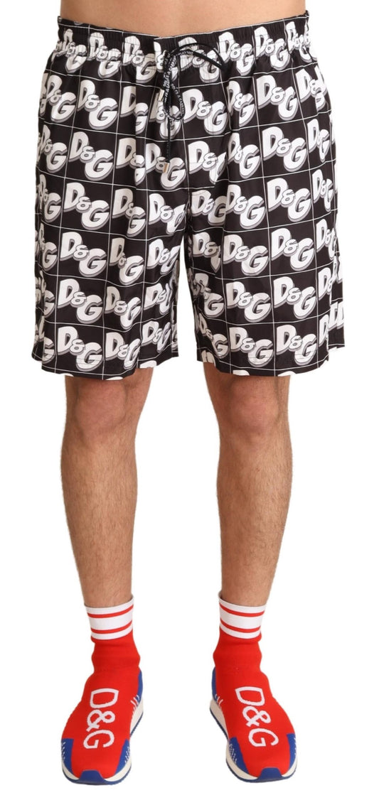 Black Logo Mens Beachwear Swimwear Shorts