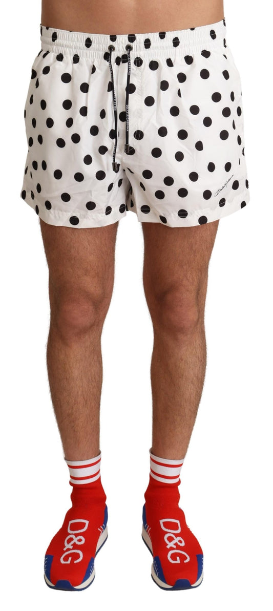 White Polka Dots Beachwear Shorts Swimwear