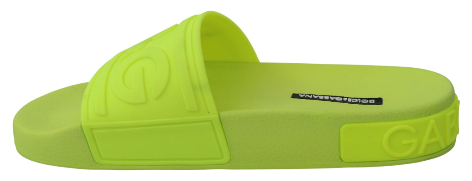 Green DG Logo Fluorescent Beach Slide Sandals