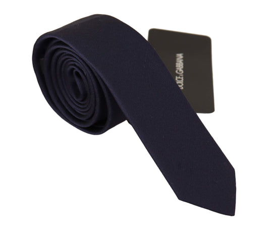 Navy Blue Solid Silk 4cm Slim Classic Tie