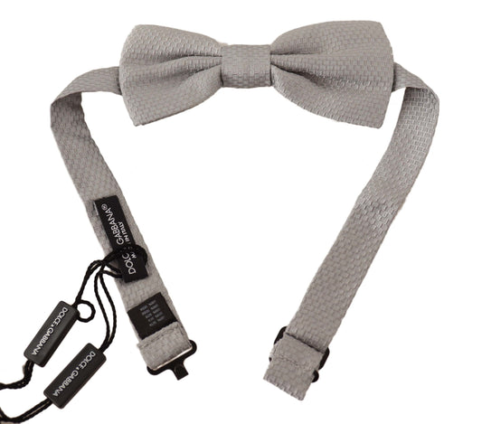 Silver Gray 100% Silk Adjustable Neck Papillon Bow Tie
