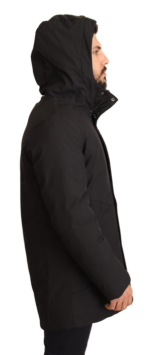 Black Polyester Full Zip Windbreaker Jacket