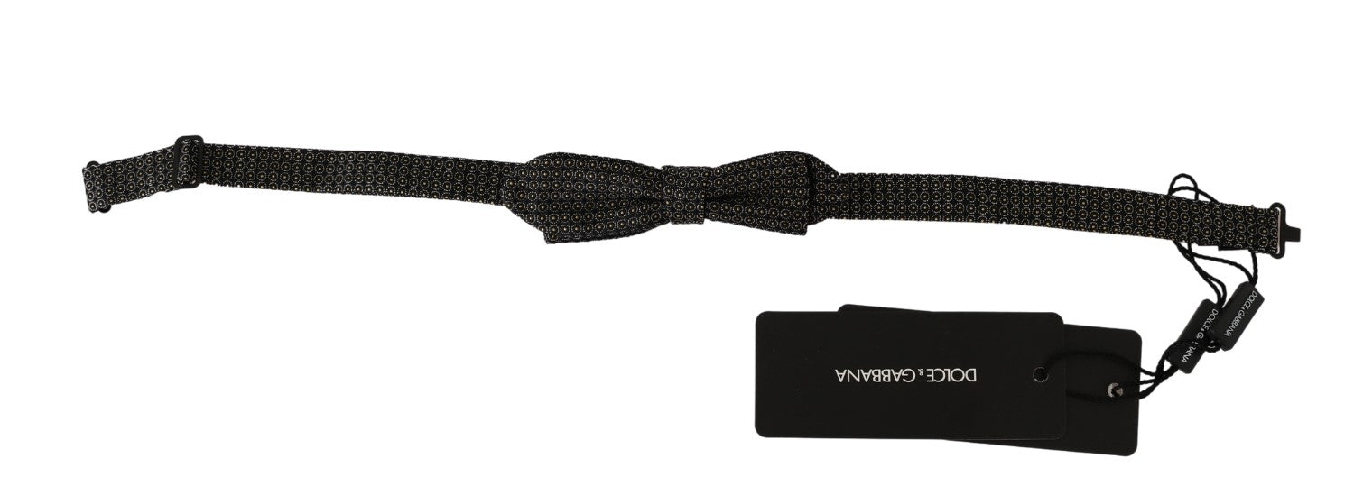 Black Patterned Mens Necktie Papillon 100% Silk Bow Tie