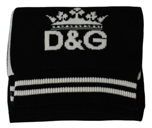 Scarf Black White D&G Crown Knitted Neck Wrap