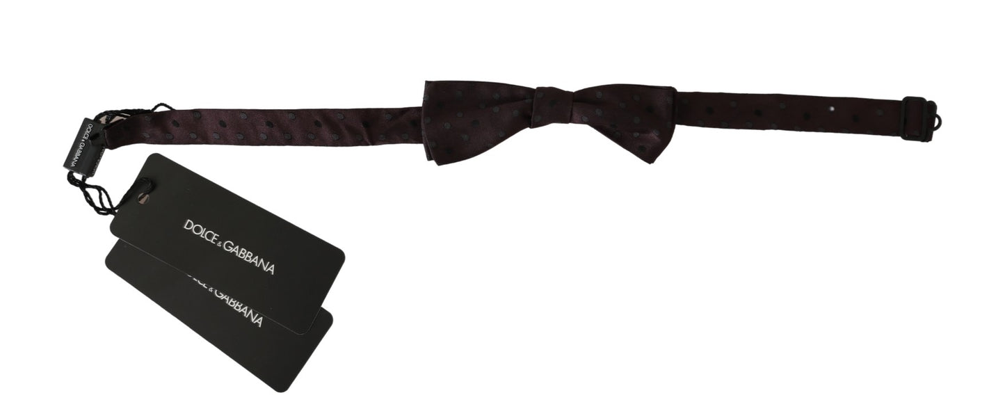 Brown Dotted Men Necktie Papillon 100% Silk Bow Tie