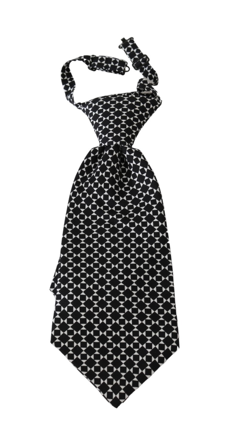 Black Patterned Mens Necktie Accessory 100% Silk Tie